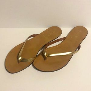 J. Crew Gold Leather Thong Sandals